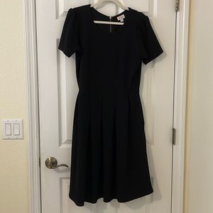 LuLaRoe Amelia Short Sleeve Fit And Flair Textured Black Skater Dress XL